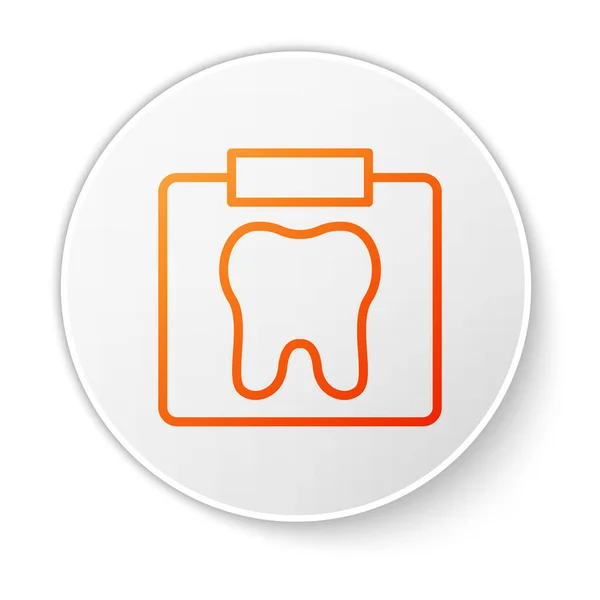 Orangefarbene Linie Röntgen Des Zahnsymbols Isoliert Auf Weißem Hintergrund Zahnröntgen — Stockvektor