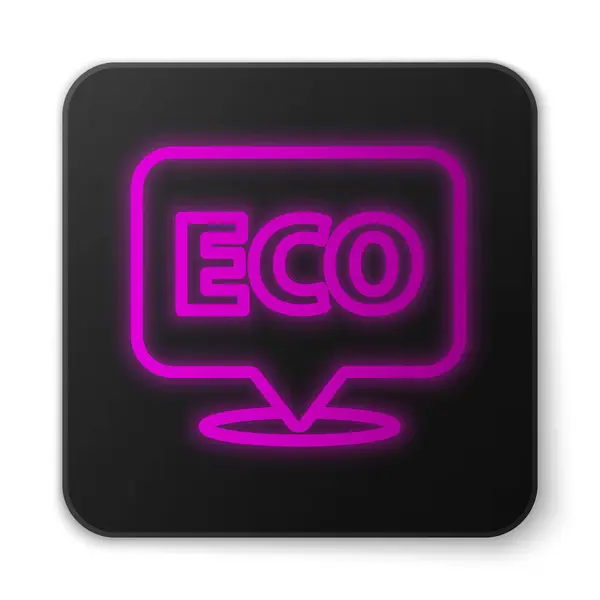 Ragyogó Neon Vonal Banner Címke Címke Logó Öko Zöld Egészséges — Stock Vector