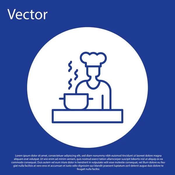 Línea Azul Icono Cocinero Español Aislado Sobre Fondo Azul Botón — Vector de stock