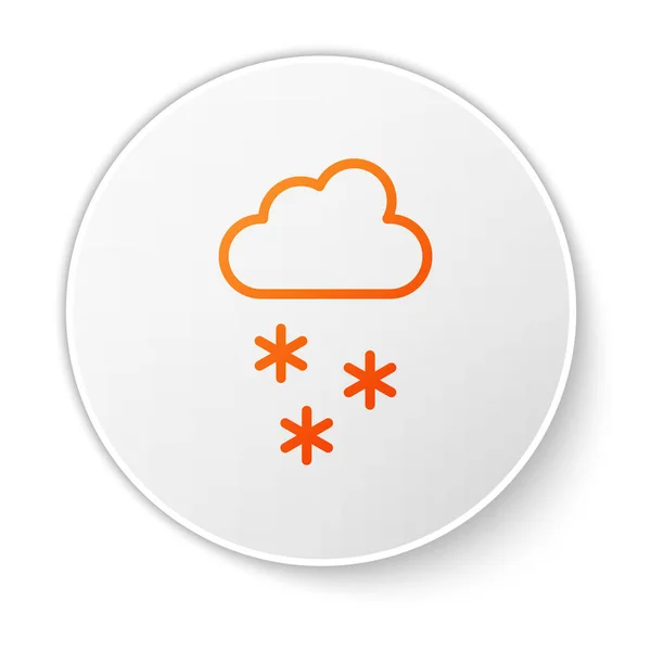 Linea Arancione Nuvola Con Icona Neve Isolata Sfondo Bianco Nuvola — Vettoriale Stock