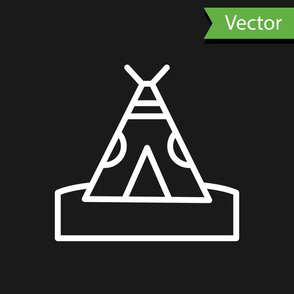 Weiße Linie Traditionelles Indisches Tipi Oder Wigwam Symbol Isoliert Auf — Stockvektor