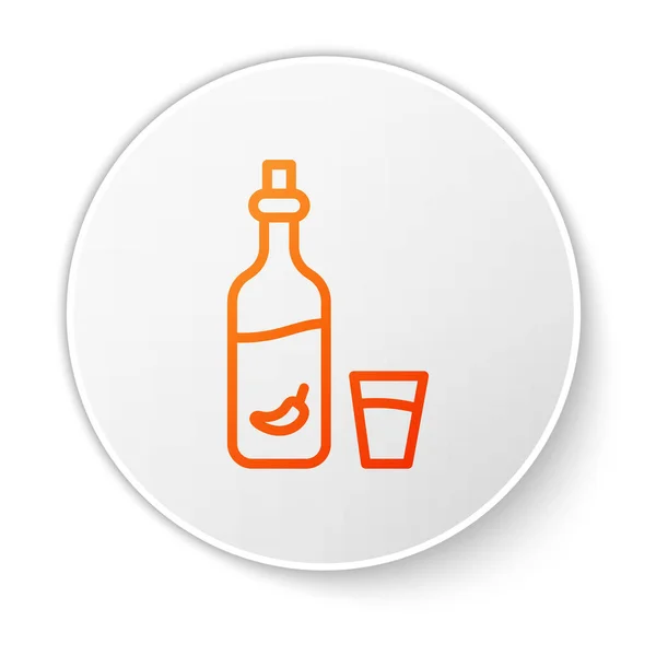 Orange Linje Vodka Med Peppar Och Glas Ikon Isolerad Vit — Stock vektor