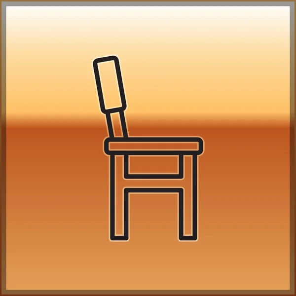 Schwarze Linie Stuhl Symbol Isoliert Auf Goldenem Hintergrund Vektor — Stockvektor