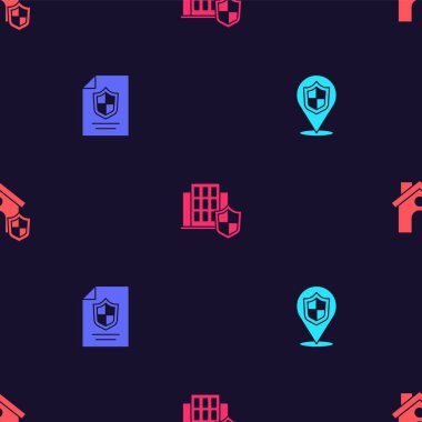 Konum kalkanını, sözleşmeyi, evi ve kusursuz düzeni ayarlayın. Vektör.