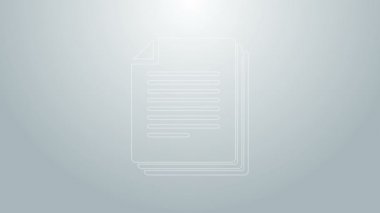 Mavi çizgi Belge simgesi gri arkaplanda izole edildi. Dosya simgesi. Kontrol listesi simgesi. İş konsepti. 4K Video hareketli grafik canlandırması