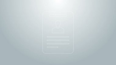 Mavi çizgi tanımlama rozeti simgesi gri arkaplanda izole edildi. Sunum için, şirketin kimliği için, reklam için kullanılabilir. 4K Video hareketli grafik canlandırması