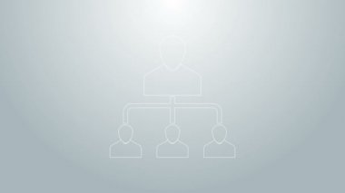 Mavi çizgi referans pazarlama simgesi gri arkaplanda izole edildi. Ağ pazarlama, iş ortaklığı, yönlendirme programı stratejisi. 4K Video hareketli grafik canlandırması