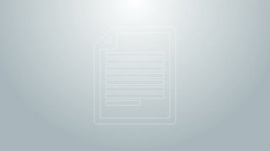 Mavi çizgi Belge simgesi gri arkaplanda izole edildi. Dosya simgesi. Kontrol listesi simgesi. İş konsepti. 4K Video hareketli grafik canlandırması