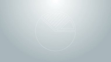 Mavi çizgi pasta grafiği bilgi simgesi gri arkaplanda izole edildi. Diyagram çizelgesi. 4K Video hareketli grafik canlandırması