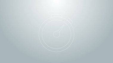 Mavi çizgi Stopwatch simgesi gri arkaplanda izole edildi. Zaman göstergesi. 4K Video hareketli grafik canlandırması
