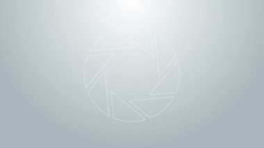 Mavi çizgi kamera deklanşör simgesi gri arkaplanda izole edildi. 4K Video hareketli grafik canlandırması