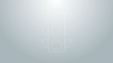 Mavi çizgi trafik ışığı simgesi gri arkaplanda izole edildi. 4K Video hareketli grafik canlandırması