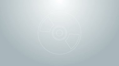 Mavi çizgi CD veya DVD disk simgesi gri arkaplanda izole edildi. Küçük disk işareti. 4K Video hareketli grafik canlandırması