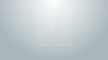 Mavi çizgi sunucusu, Data, Web sunucu simgesi gri arkaplanda izole edildi. 4K Video hareketli grafik canlandırması
