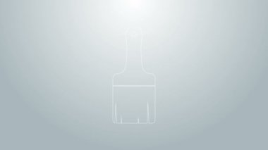 Mavi çizgi boya fırçası simgesi gri arkaplanda izole edildi. 4K Video hareketli grafik canlandırması