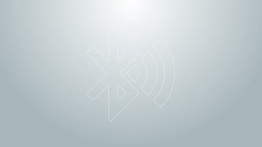 Mavi çizgi Bluetooth bağlantılı simge gri arkaplanda izole edildi. 4K Video hareketli grafik canlandırması