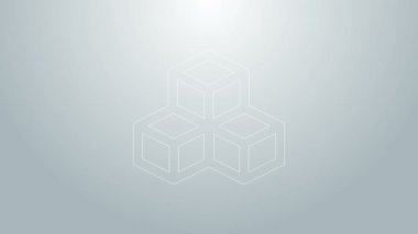 Mavi çizgi Isometric küp simgesi gri arkaplanda izole edildi. Geometrik küp katı simge. 3 boyutlu kare işareti. Kutu sembolü. 4K Video hareketli grafik canlandırması