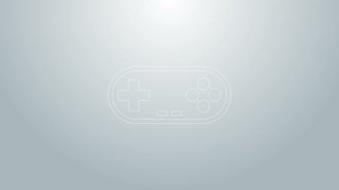 Mavi çizgi Gamepad simgesi gri arkaplanda izole edildi. Oyun kontrolörü. 4K Video hareketli grafik canlandırması