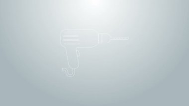 Mavi çizgi sondaj makinesi simgesi gri arkaplanda izole edildi. 4K Video hareketli grafik canlandırması