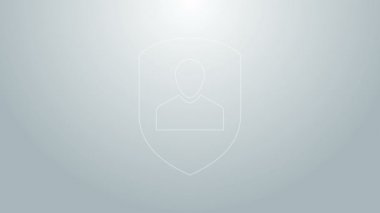 Mavi çizgi Kullanıcı koruma simgesi gri arkaplanda izole edildi. Güvenli kullanıcı girişi, şifre koruması, kişisel veri koruması, kimlik doğrulaması. 4K Video hareketli grafik canlandırması
