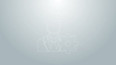 Mavi çizgi Profil ayarları gri arkaplanda izole edildi. Kullanıcı ayarı. Avatar 'ın çarklı profilini çıkar. Hesap. Erkek silueti. 4K Video hareketli grafik canlandırması