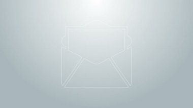 Mavi satır Posta ve e-posta simgesi gri arkaplanda izole edildi. Zarf sembolü e-postası. E- posta kodu. 4K Video hareketli grafik canlandırması