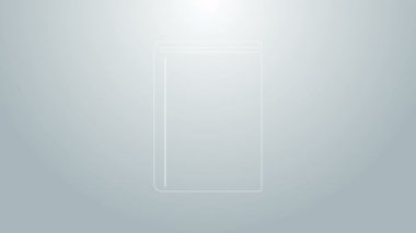 Mavi çizgi kitabı simgesi gri arkaplanda izole edildi. 4K Video hareketli grafik canlandırması