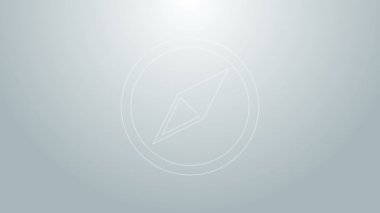 Mavi çizgi rüzgar gül simgesi gri arkaplanda izole. Seyahat için pusula simgesi. Navigasyon tasarımı. 4K Video hareketli grafik canlandırması