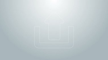 Mavi çizgi gönderme simgesi gri arkaplanda izole edildi. Yukarı ok. 4K Video hareketli grafik canlandırması