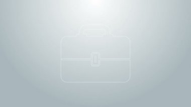 Mavi çizgi Araç Kutusu simgesi gri arkaplanda izole edildi. Alet kutusu tabelası. 4K Video hareketli grafik canlandırması