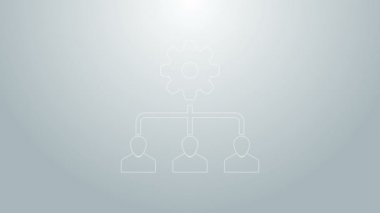 Mavi çizgi yönetim simgesi gri arkaplanda izole edildi. 4K Video hareketli grafik canlandırması