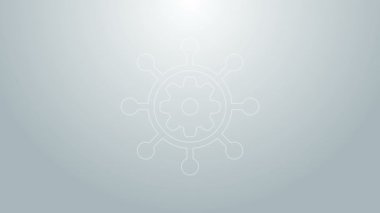 Mavi çizgi proje yönetim simgesi gri arkaplanda izole edildi. İnbot, jant ve vites simgesi. 4K Video hareketli grafik canlandırması