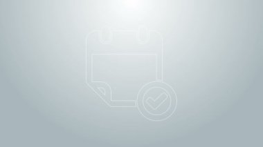 Gri arkaplanda işaretleme simgesine sahip mavi çizgi takvimi. 4K Video hareketli grafik canlandırması