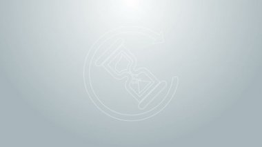 Mavi çizgi Bekleme simgesi gri arkaplanda izole edildi. Bekle zaman simgesi. Kum saati. 4K Video hareketli grafik canlandırması