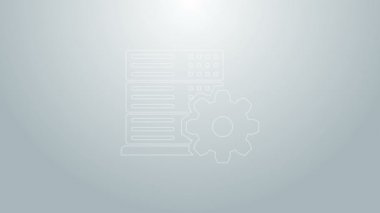 Mavi çizgi sunucusu ayarı simgesi gri arkaplanda izole edildi. 4K Video hareketli grafik canlandırması