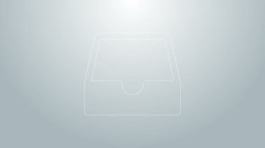 Mavi çizgi Sosyal medya gelen kutusu simgesi gri arkaplanda izole edildi. Sosyal ağ elemanı, sembol. 4K Video hareketli grafik canlandırması