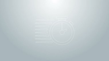 Mavi çizgi Stopwatch simgesi gri arkaplanda izole edildi. Zaman göstergesi. 4K Video hareketli grafik canlandırması