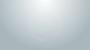 Gri arkaplanda izole edilmiş mavi çizgi Video oynatma simgesi gibi. 4K Video hareketli grafik canlandırması