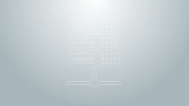 Mavi çizgi sunucusu, Data, Web sunucu simgesi gri arkaplanda izole edildi. 4K Video hareketli grafik canlandırması