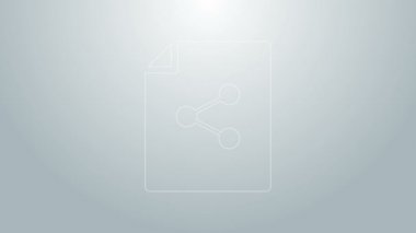 Mavi çizgi Paylaşım dosya simgesi gri arkaplanda izole edildi. Dosya paylaşımı. Dosya aktarım işareti. 4K Video hareketli grafik canlandırması