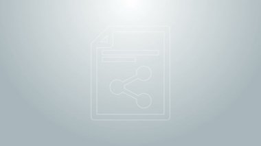 Mavi çizgi Paylaşım dosya simgesi gri arkaplanda izole edildi. Dosya paylaşımı. Dosya aktarım işareti. 4K Video hareketli grafik canlandırması