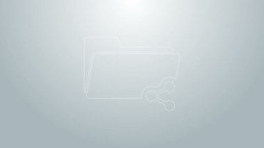 Mavi çizgi Paylaşım dizin simgesi gri arkaplanda izole edildi. Dizin paylaşımı. Dizin transfer işareti. 4K Video hareketli grafik canlandırması