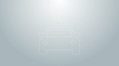 Mavi çizgi araba paylaşım simgesi gri arkaplanda izole edildi. Araba paylaşım tabelası. Nakliye hizmeti konsepti. 4K Video hareketli grafik canlandırması