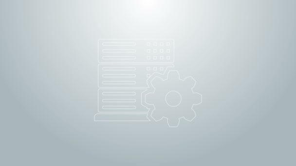 Blauwe lijn Server instelling pictogram geïsoleerd op grijze achtergrond. 4K Video motion grafische animatie — Stockvideo