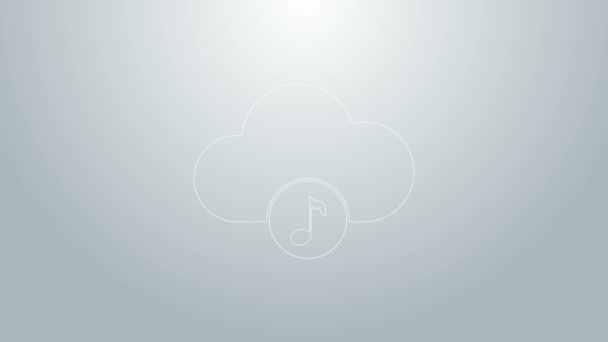 Blue line Music streaming service ikon isolerad på grå bakgrund. Ljudmoln, online-mediaströmning, online-sång, ljudvåg. 4K Video motion grafisk animation — Stockvideo