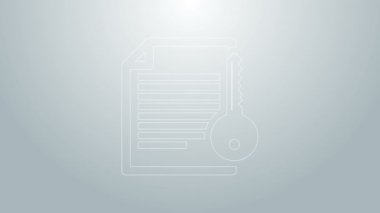 Mavi çizgi Akıllı sözleşme simgesi gri arkaplanda izole edildi. Engelleme teknolojisi, kripto para madenciliği, bitcoin, altsikkeler, dijital para piyasası. 4K Video hareketli grafik canlandırması