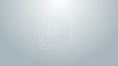 Mavi çizgi, gri arka planda kazık ikonu izole edildi. Kripto para birimi ekonomisi ve finans koleksiyonu. 4K Video hareketli grafik canlandırması