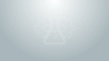 Mavi çizgi biyomühendislik ikonu gri arkaplanda izole edildi. Genetik elementi ve biyomühendislik ikonu. Biyoloji, molekül, kimyasal ikon. 4K Video hareketli grafik canlandırması