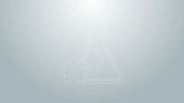 Mavi çizgi biyomühendislik ikonu gri arkaplanda izole edildi. Genetik elementi ve biyomühendislik ikonu. Biyoloji, molekül, kimyasal ikon. 4K Video hareketli grafik canlandırması