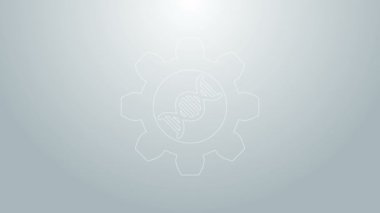 Mavi çizgi genetik mühendisliği ikonu gri arka planda izole edildi. DNA analizi, genetik testler, klonlama, babalık testi. 4K Video hareketli grafik canlandırması